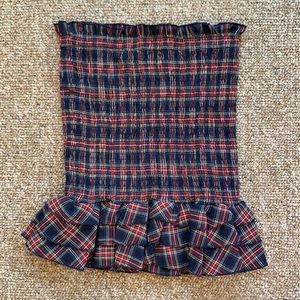 Plaid smocked skirt